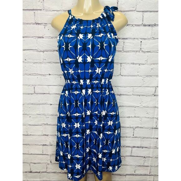 Banana Republic Dresses & Skirts - Banana Republic Womens Blue White Printed Halter Sleeveless Mini Dress Size XS